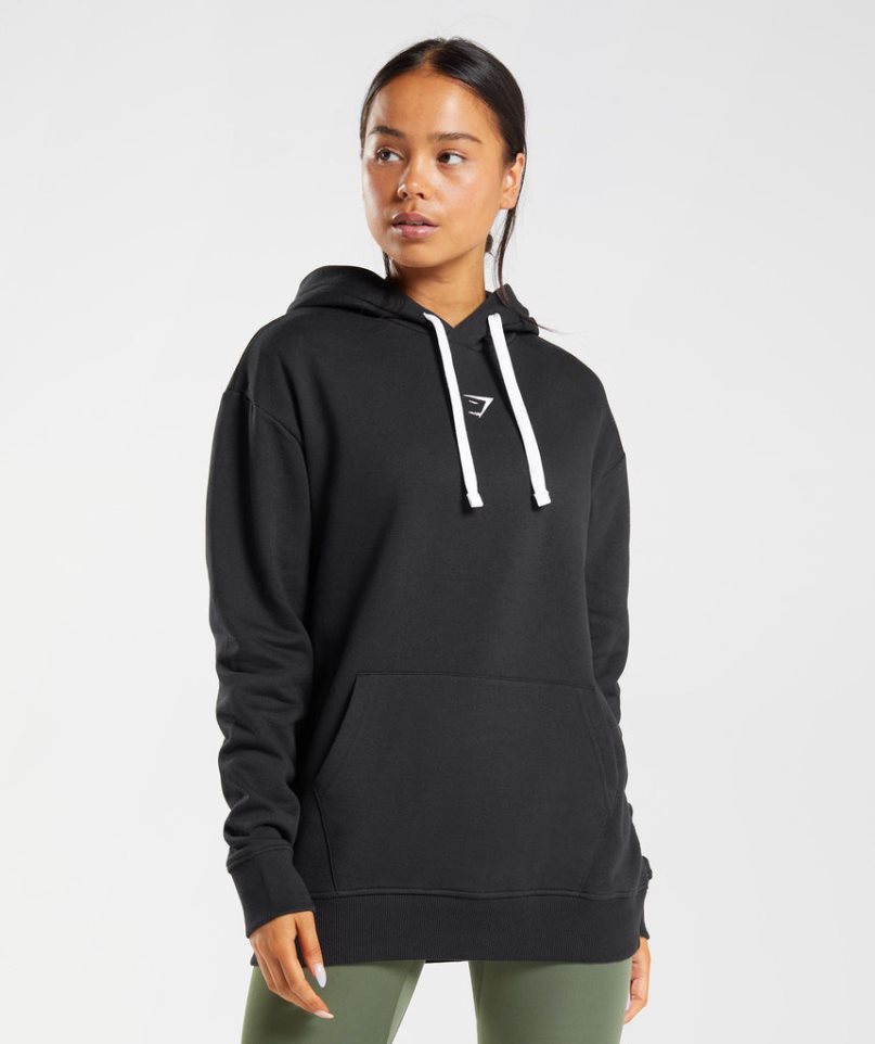 Women\'s Gymshark Fraction Hoodie Black | NZ 9JTQER